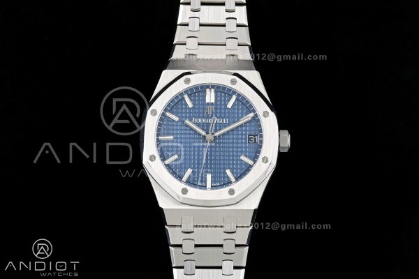 Royal Oak 41mm 15500 SS ZF Free Sprung V2 1:1 Best Edition Blue Textured Dial On SS Bracelet Super Clone A4302