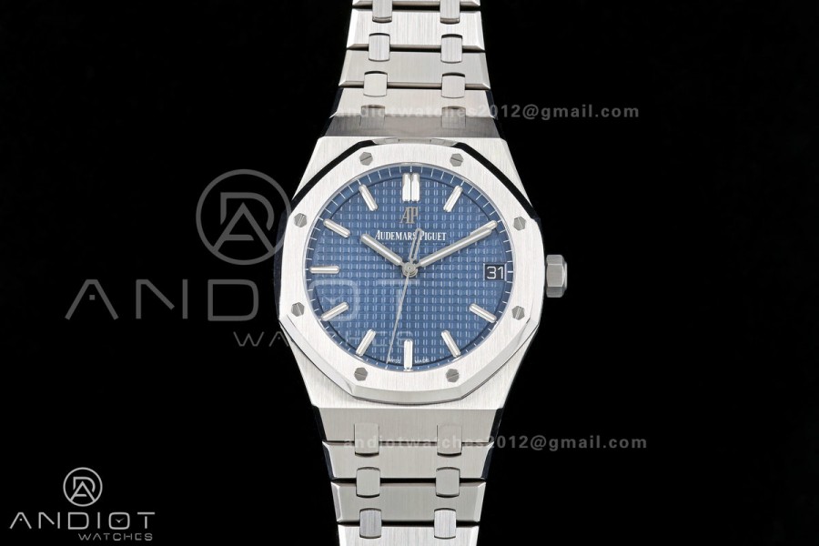 Royal Oak 41mm 15500 SS ZF Free Sprung V2 1:1 Best Edition Blue Textured Dial On SS Bracelet Super Clone A4302