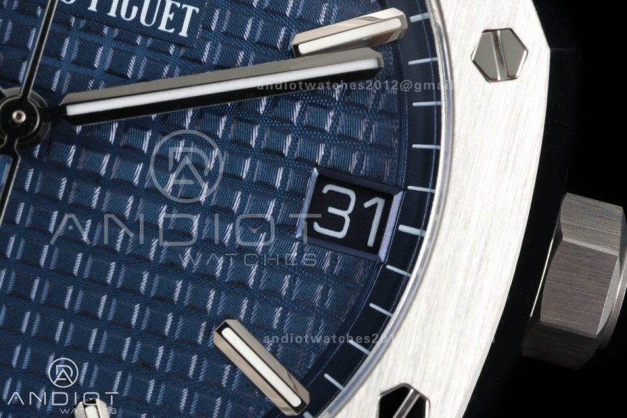 Royal Oak 41mm 15500 SS ZF Free Sprung V2 1:1 Best Edition Blue Textured Dial On SS Bracelet Super Clone A4302