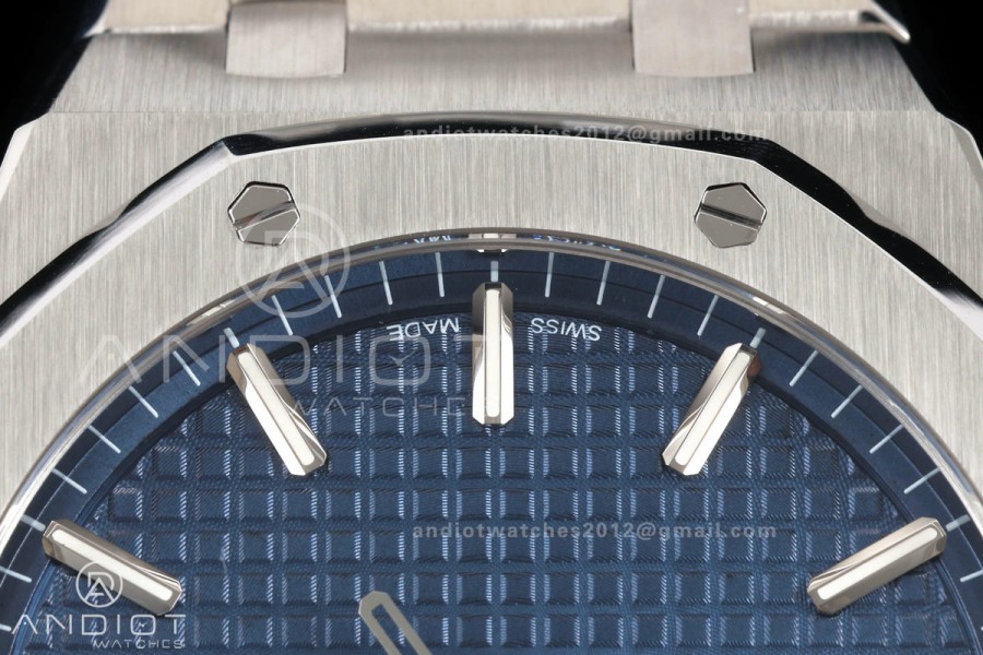 Royal Oak 41mm 15500 SS ZF Free Sprung V2 1:1 Best Edition Blue Textured Dial On SS Bracelet Super Clone A4302