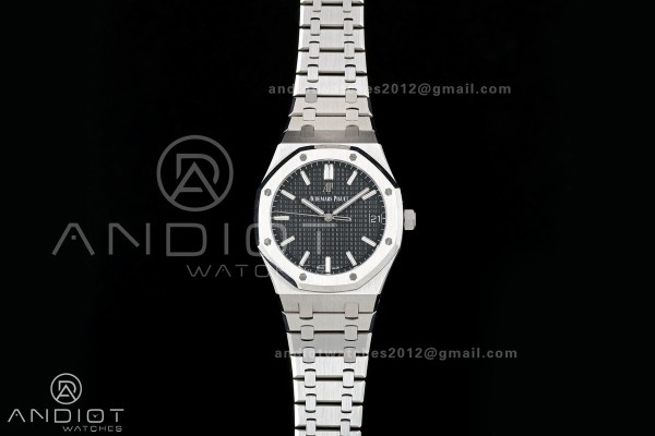 Royal Oak 41mm 15500 SS ZF Free Sprung V2 1:1 Best Edition Black Textured Dial On SS Bracelet Super Clone A4302