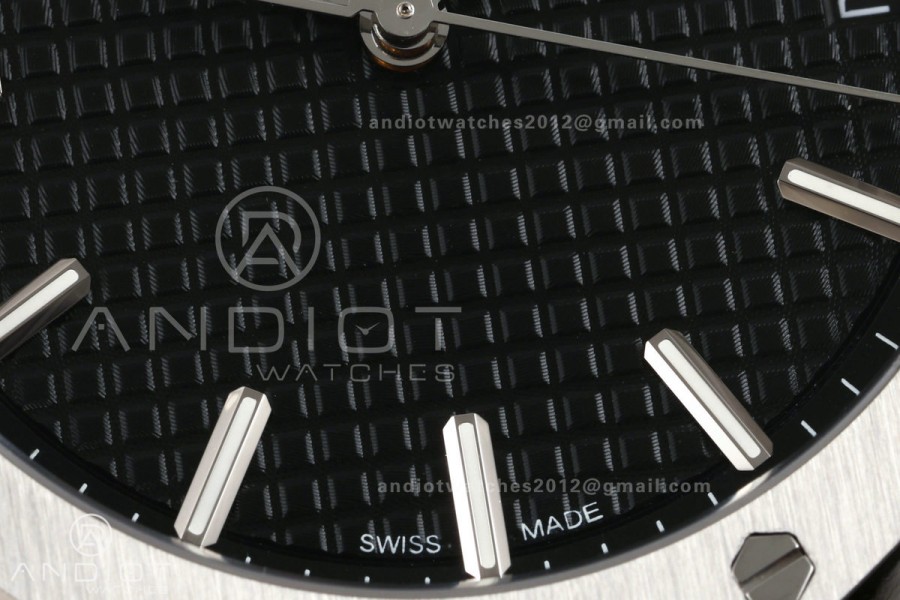 Royal Oak 41mm 15500 SS ZF Free Sprung V2 1:1 Best Edition Black Textured Dial On SS Bracelet Super Clone A4302