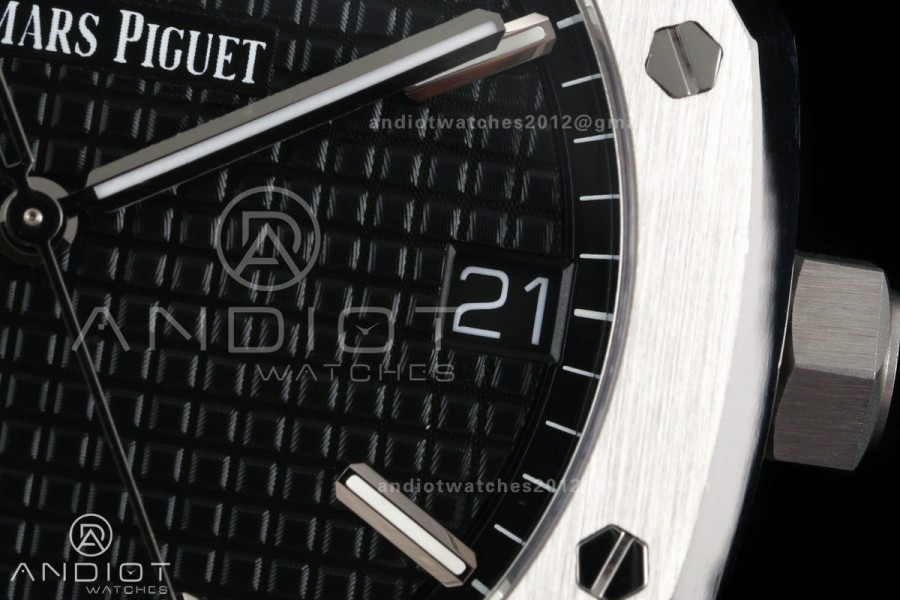 Royal Oak 41mm 15500 SS ZF Free Sprung V2 1:1 Best Edition Black Textured Dial On SS Bracelet Super Clone A4302