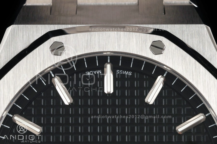 Royal Oak 41mm 15500 SS ZF Free Sprung V2 1:1 Best Edition Black Textured Dial On SS Bracelet Super Clone A4302