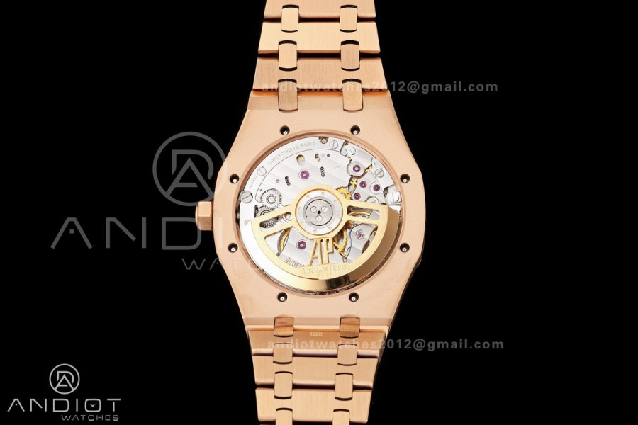Royal Oak 41mm 15500 RG ZF 1:1 Best Edition Black Textured Dial on SS Bracelet Super Clone SH4302