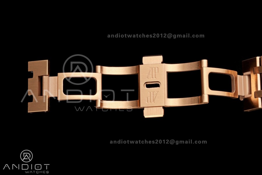 Royal Oak 41mm 15500 RG ZF 1:1 Best Edition Black Textured Dial on SS Bracelet Super Clone SH4302