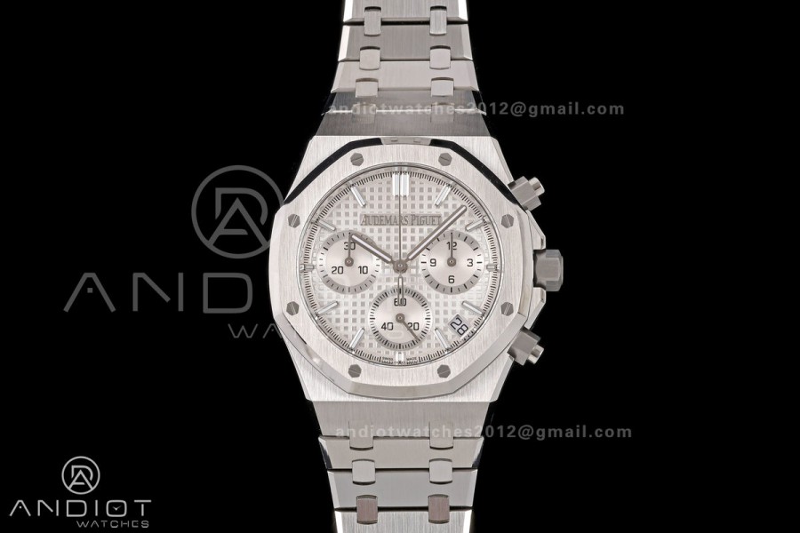 Royal Oak Chrono 26240 SS ZF 1:1 Best Edition White Dial on SS Bracelet SA4401 Super Clone V2 (Free Sprung)