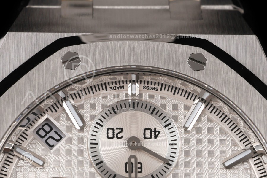 Royal Oak Chrono 26240 SS ZF 1:1 Best Edition White Dial on SS Bracelet SA4401 Super Clone V2 (Free Sprung)