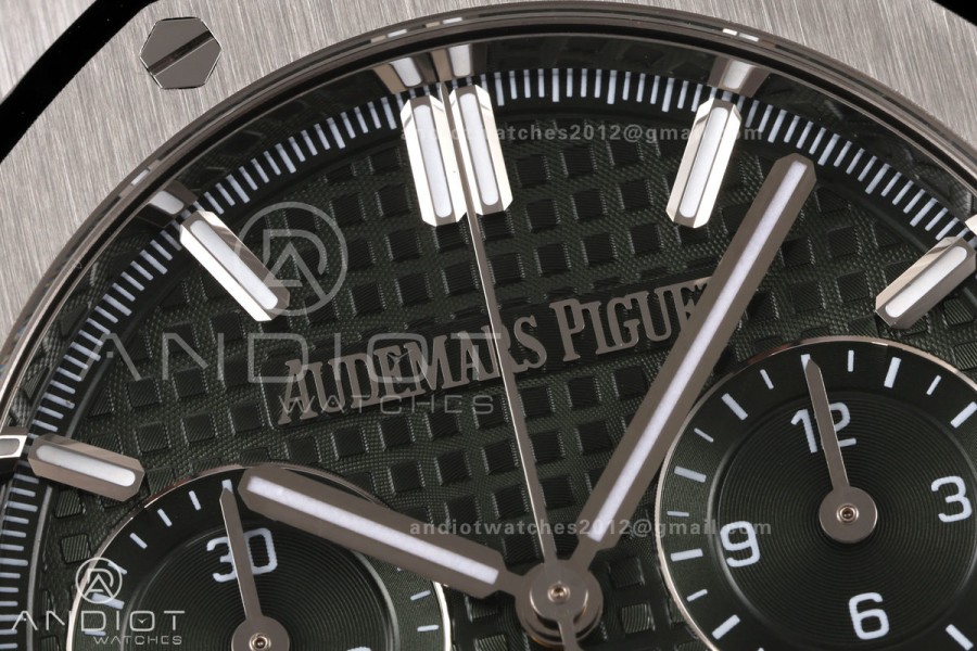 Royal Oak Chrono 26240 SS ZF 1:1 Best Edition Green Dial on SS Bracelet SA4401 Super Clone V2 (Free Sprung)