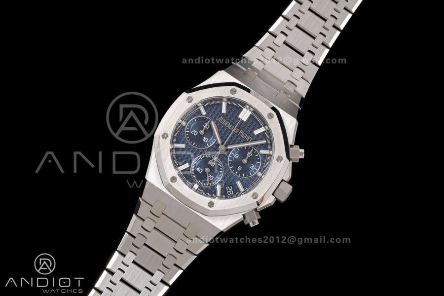 Royal Oak Chrono 26240 SS ZF 1:1 Best Edition Blue Dial on SS Bracelet SA4401 Super Clone V2 (Free Sprung)
