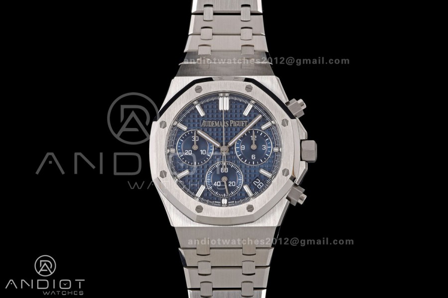 Royal Oak Chrono 26240 SS ZF 1:1 Best Edition Blue Dial on SS Bracelet SA4401 Super Clone V2 (Free Sprung)