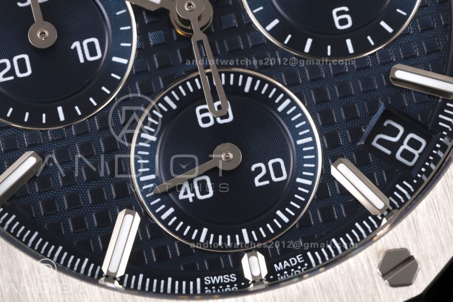 Royal Oak Chrono 26240 SS ZF 1:1 Best Edition Blue Dial on SS Bracelet SA4401 Super Clone V2 (Free Sprung)