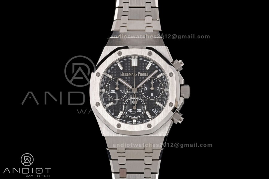 Royal Oak Chrono 26240 SS ZF 1:1 Best Edition Black Dial on SS Bracelet SA4401 Super Clone V2 (Free Sprung)