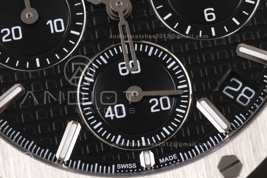Royal Oak Chrono 26240 SS ZF 1:1 Best Edition Black Dial on SS Bracelet SA4401 Super Clone V2 (Free Sprung)