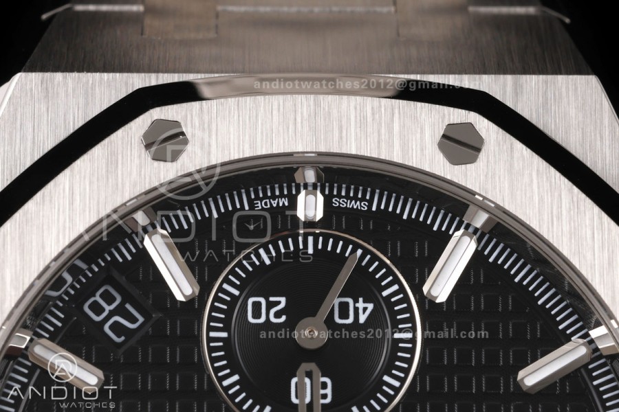 Royal Oak Chrono 26240 SS ZF 1:1 Best Edition Black Dial on SS Bracelet SA4401 Super Clone V2 (Free Sprung)