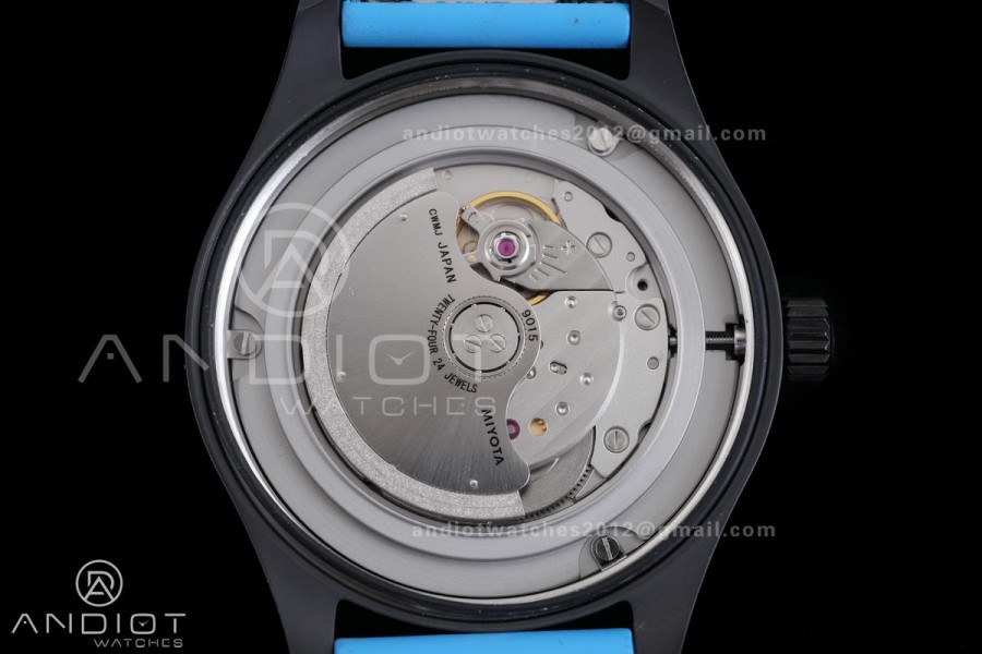 IWC Pilot 41 Top Gun  Ceramic IW328107 M+F Best Edition on Blue Rubber Strap MIYOTA 9015
