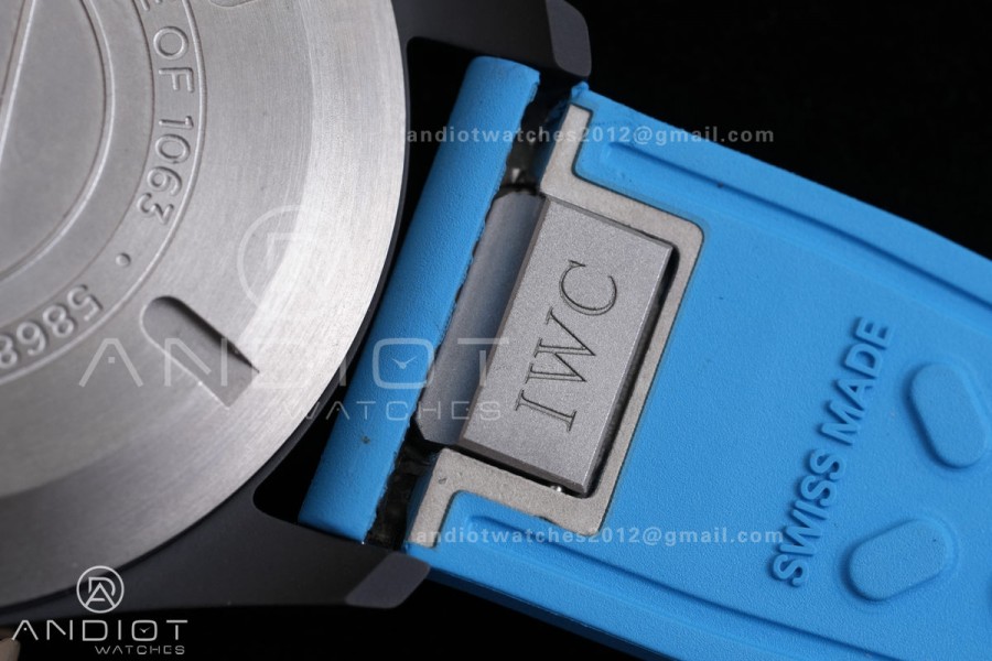 IWC Pilot 41 Top Gun  Ceramic IW328107 M+F Best Edition on Blue Rubber Strap MIYOTA 9015