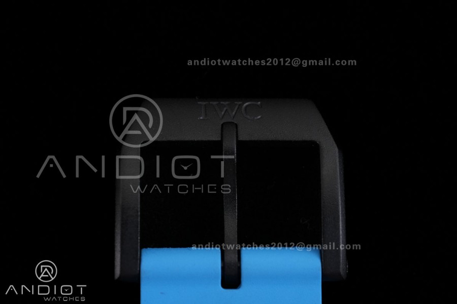 IWC Pilot 41 Top Gun  Ceramic IW328107 M+F Best Edition on Blue Rubber Strap MIYOTA 9015