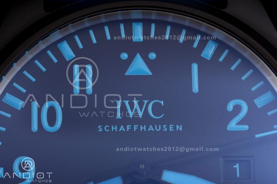 IWC Pilot 41 Top Gun  Ceramic IW328107 M+F Best Edition on Blue Rubber Strap MIYOTA 9015