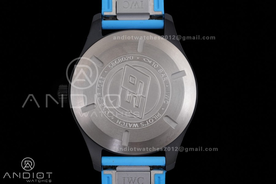 IWC Pilot 41 Top Gun  Ceramic IW328107 M+F Best Edition on Blue Rubber Strap MIYOTA 9015
