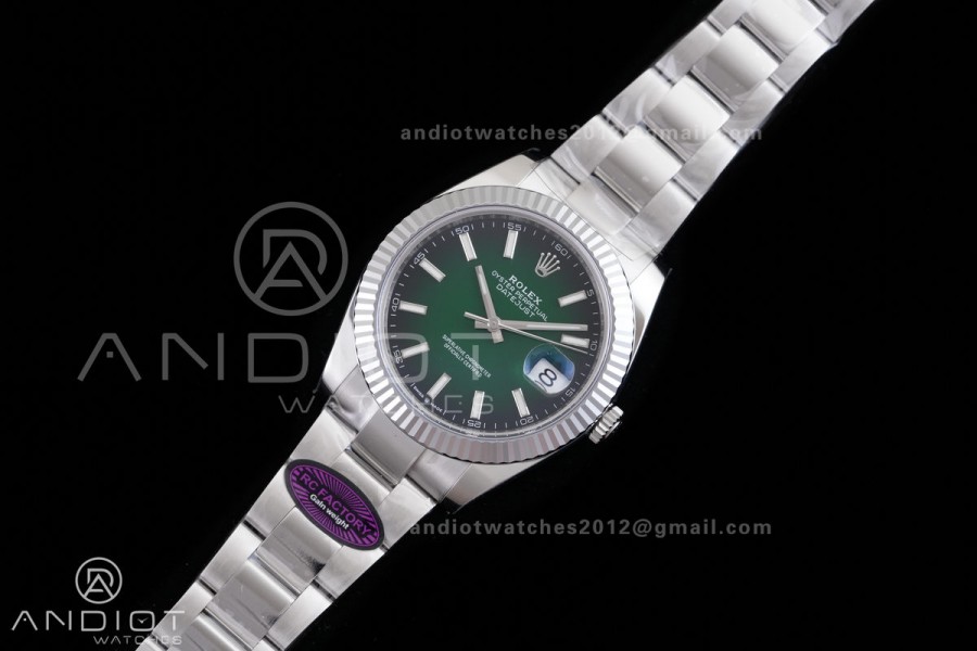 DateJust 41 126334 RCF 1:1 Best Edition 904L Steel Green Ombre Dial on Oyster Bracelet RC3235