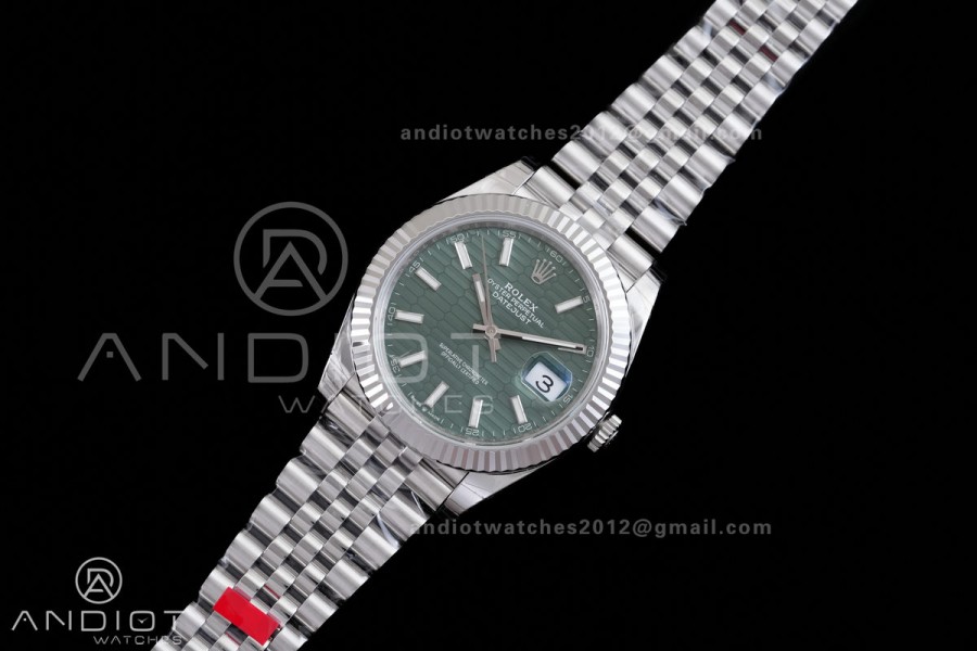 DateJust 41 126334 904L SS VSF 1:1 Best Edition Green Textured Dial on Jubilee Bracelet VS3235