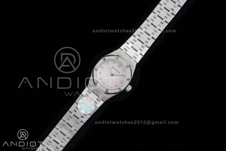 Royal Oak 23mm MF 1:1 Best Edition Mop Dial Diamond Bezel on SS Bracelet Quartz