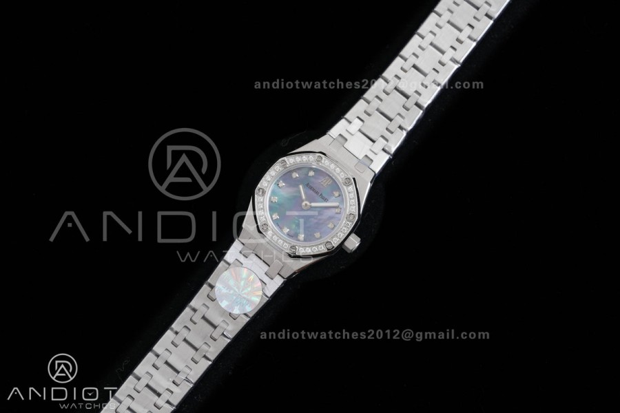 Royal Oak 23mm MF 1:1 Best Edition Blue Mop Dial Diamond Bezel on SS Bracelet Quartz