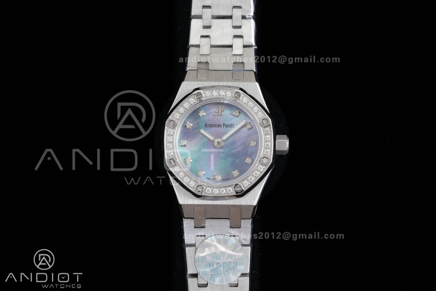 Royal Oak 23mm MF 1:1 Best Edition Blue Mop Dial Diamond Bezel on SS Bracelet Quartz