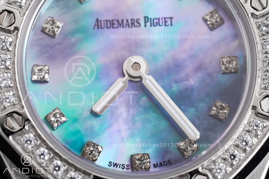 Royal Oak 23mm MF 1:1 Best Edition Blue Mop Dial Diamond Bezel on SS Bracelet Quartz