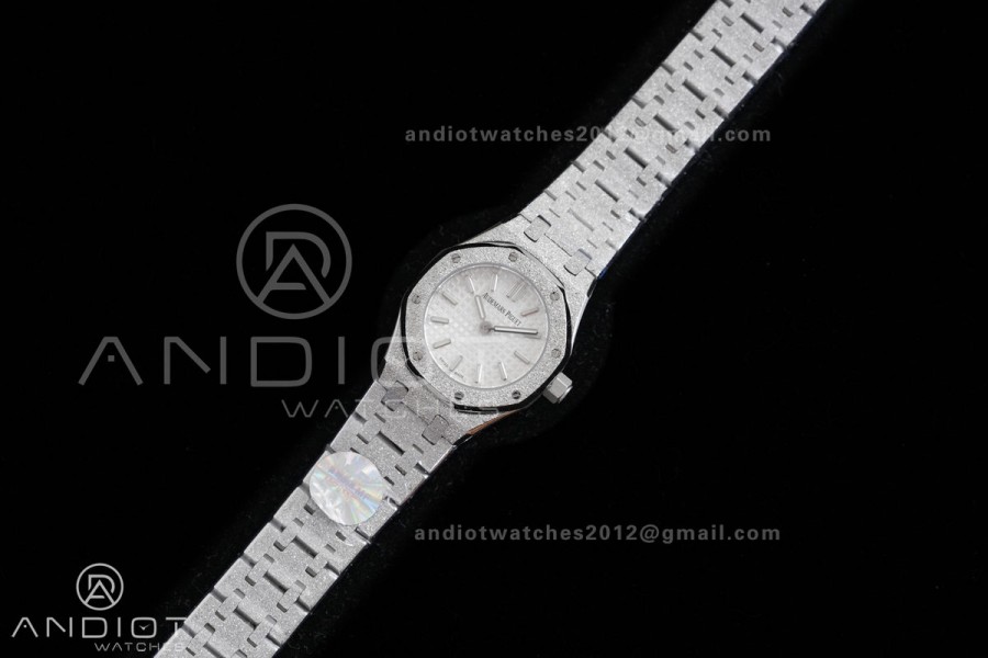 Royal Oak 23mm Frosted SS MF 1:1 Best Edition White Dial on SS Bracelet Quartz