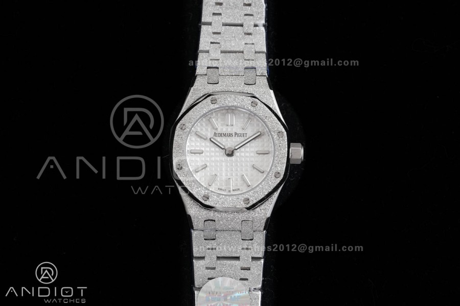 Royal Oak 23mm Frosted SS MF 1:1 Best Edition White Dial on SS Bracelet Quartz