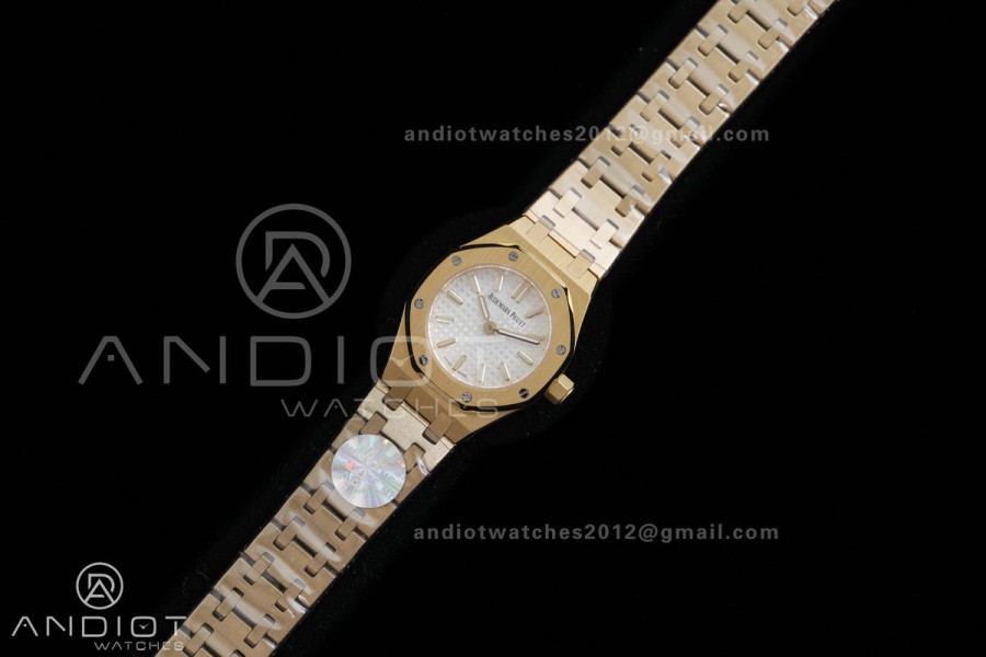 Royal Oak 23mm YG MF 1:1 Best Edition White Dial on YG Bracelet Quartz