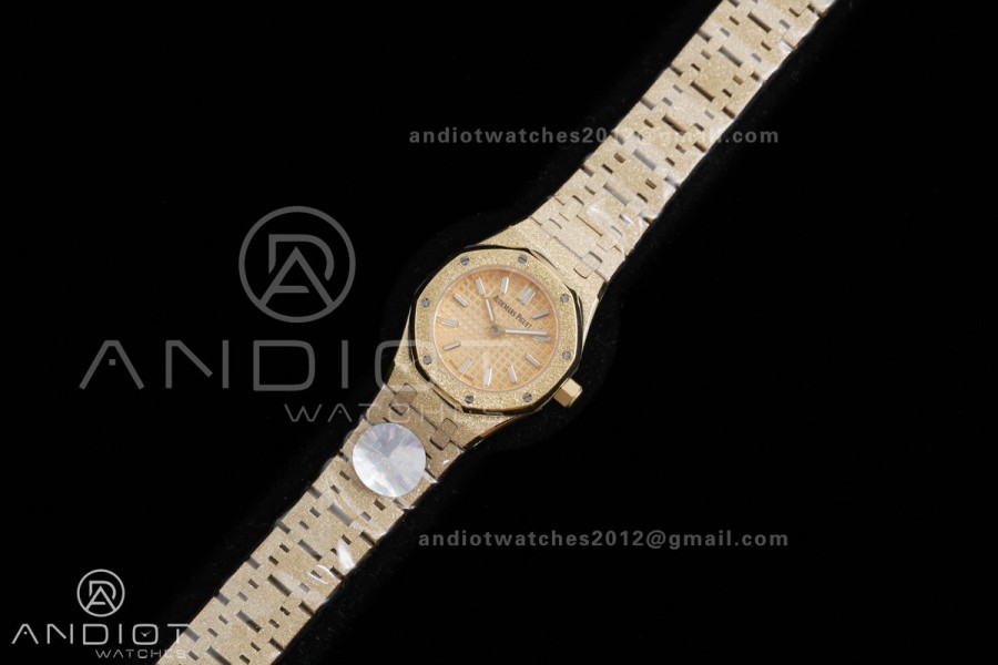 Royal Oak 23mm Frosted YG MF 1:1 Best Edition YG Dial on YG Bracelet Quartz