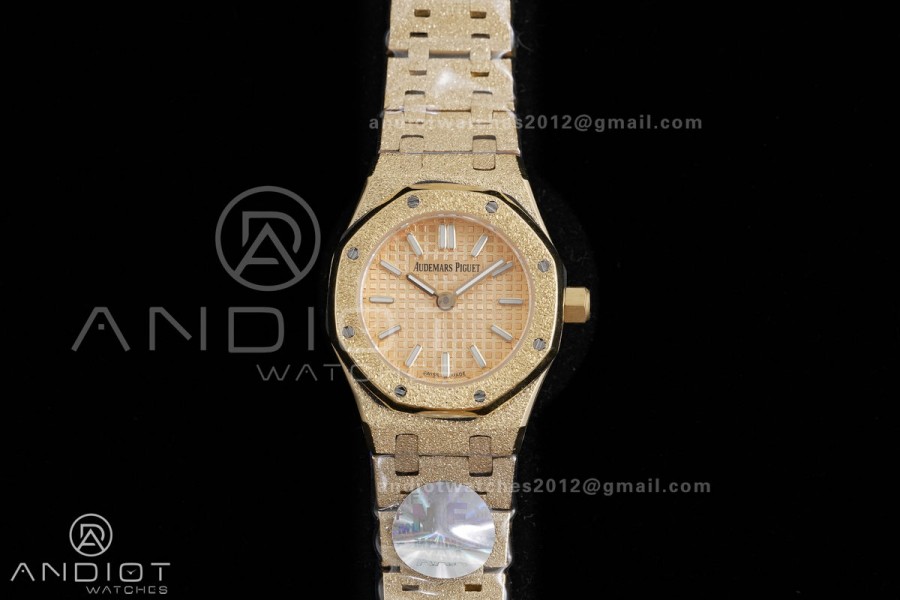 Royal Oak 23mm Frosted YG MF 1:1 Best Edition YG Dial on YG Bracelet Quartz