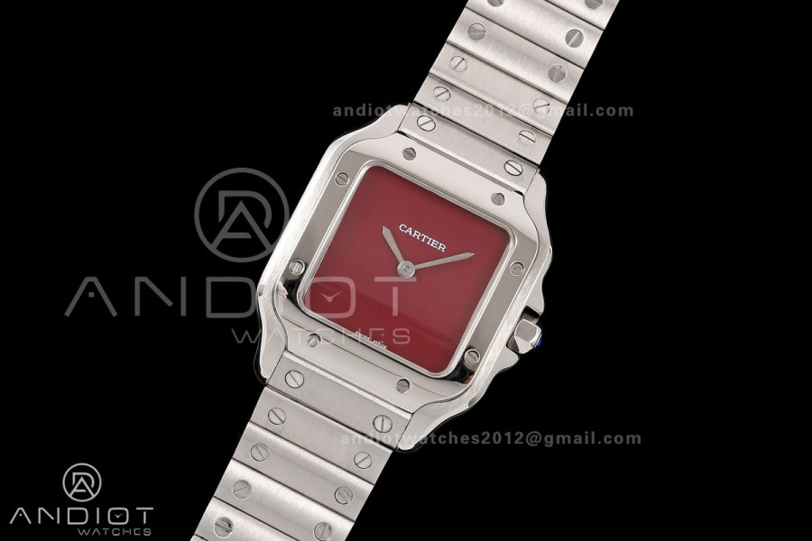 Santos 27mm SS 8848F 1:1 Best Edition Red Dial on SS Bracelet Quartz