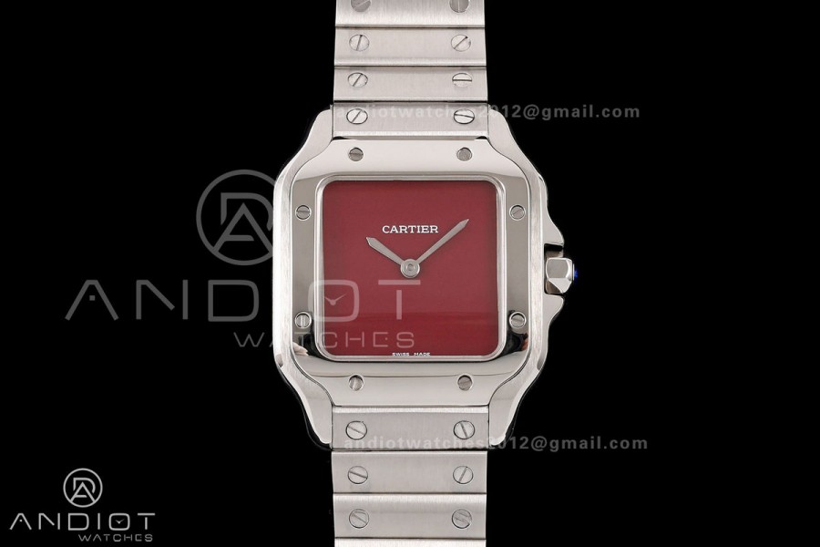 Santos 27mm SS 8848F 1:1 Best Edition Red Dial on SS Bracelet Quartz