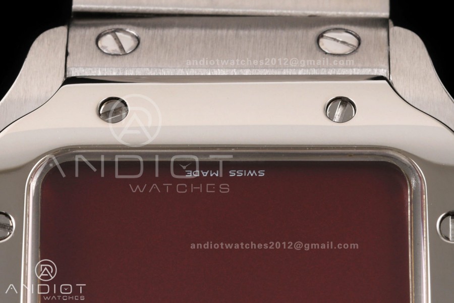 Santos 27mm SS 8848F 1:1 Best Edition Red Dial on SS Bracelet Quartz