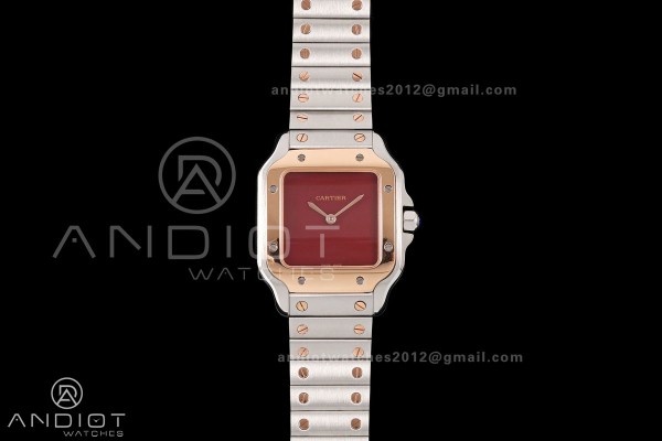 Santos 27mm SS/RG 8848F 1:1 Best Edition Red Dial on SS/RG Bracelet Quartz