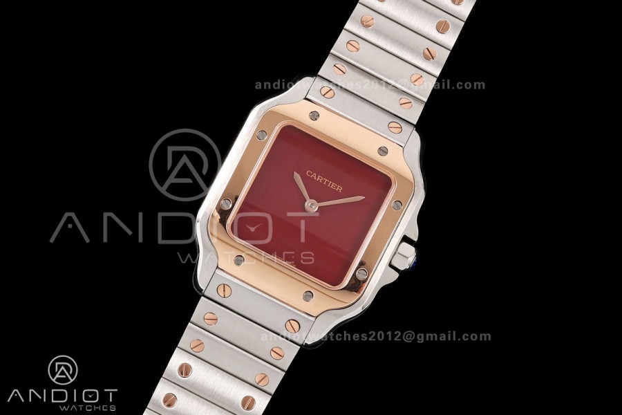 Santos 27mm SS/RG 8848F 1:1 Best Edition Red Dial on SS/RG Bracelet Quartz