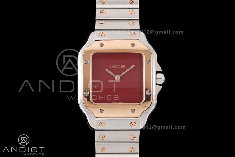 Santos 27mm SS/RG 8848F 1:1 Best Edition Red Dial on SS/RG Bracelet Quartz