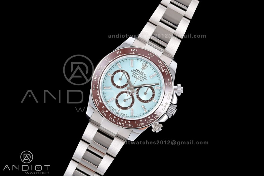Daytona 126506 QF 1:1 Best Edition Ice Blue Crystal Dial on SS Bracelet JH4131 Free Sprung (Weighted)