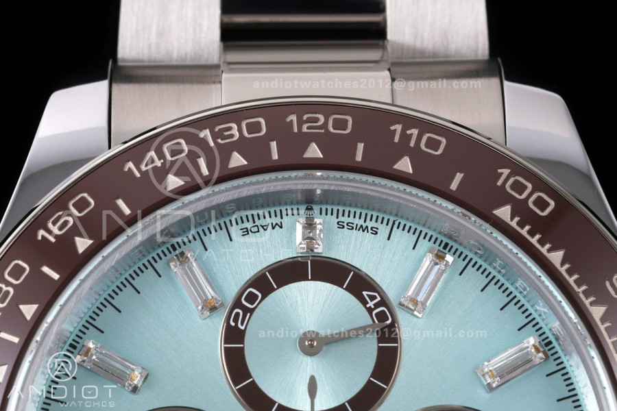 Daytona 126506 QF 1:1 Best Edition Ice Blue Crystal Dial on SS Bracelet JH4131 Free Sprung (Weighted)