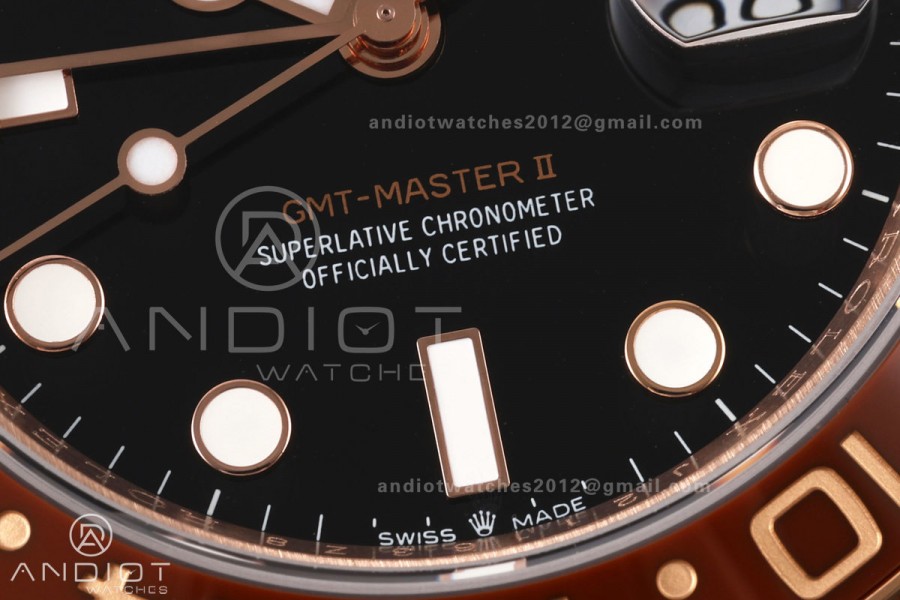 GMT-Master II 126715 CHNR 904L QF 1:1 Best Edition Black Dial on RG Bracelet JH3285 Free Sprung