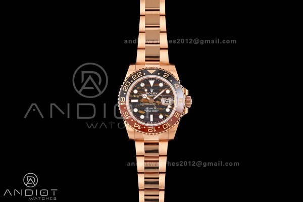 GMT-Master II 126715 CHNR 904L QF 1:1 Best Edition Tiger Iron Dial on RG Bracelet JH3285 Free Sprung