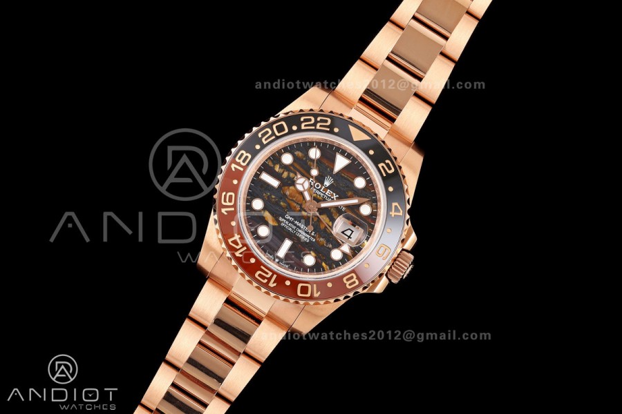 GMT-Master II 126715 CHNR 904L QF 1:1 Best Edition Tiger Iron Dial on RG Bracelet JH3285 Free Sprung
