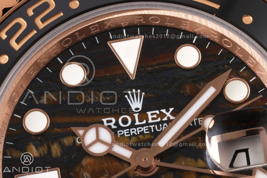 GMT-Master II 126715 CHNR 904L QF 1:1 Best Edition Tiger Iron Dial on RG Bracelet JH3285 Free Sprung