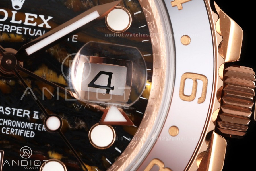 GMT-Master II 126715 CHNR 904L QF 1:1 Best Edition Tiger Iron Dial on RG Bracelet JH3285 Free Sprung