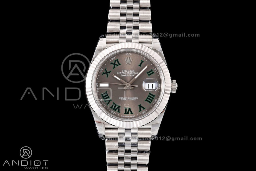 DateJust 41 126334 904L SS VSF 1:1 Best Edition Gray Dial Green Roman on Jubilee Bracelet VS3235v2 V2s (133g)