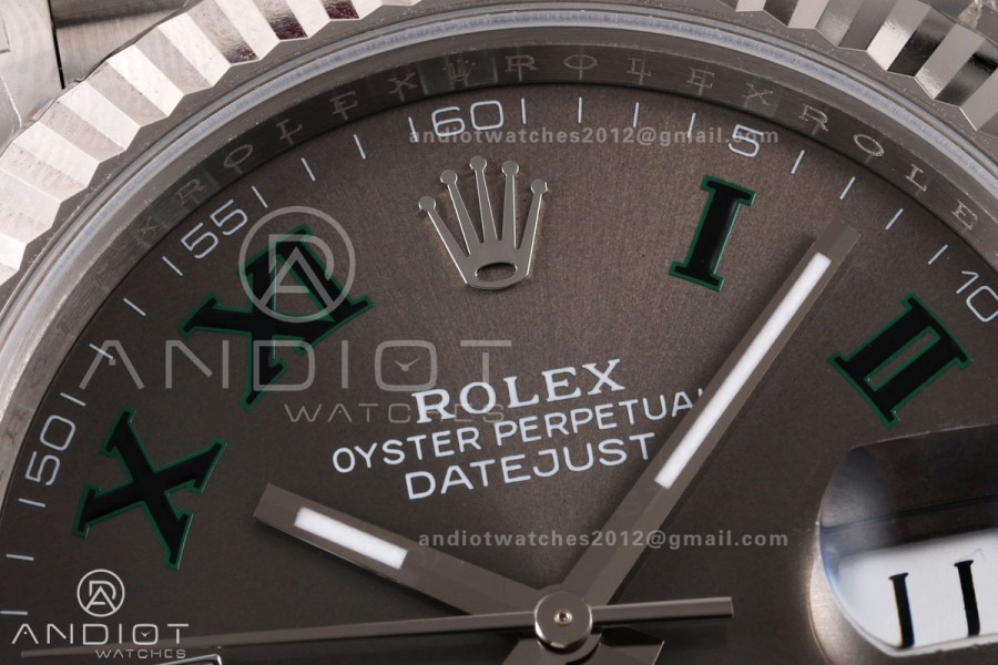 DateJust 41 126334 904L SS VSF 1:1 Best Edition Gray Dial Green Roman on Jubilee Bracelet VS3235v2 V2s (133g)